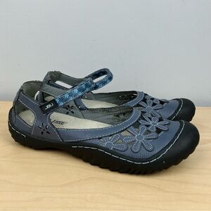 JBU Women’s Size 9.0 M Wildflower Mary Jane Sandal Shoes Blue Floral